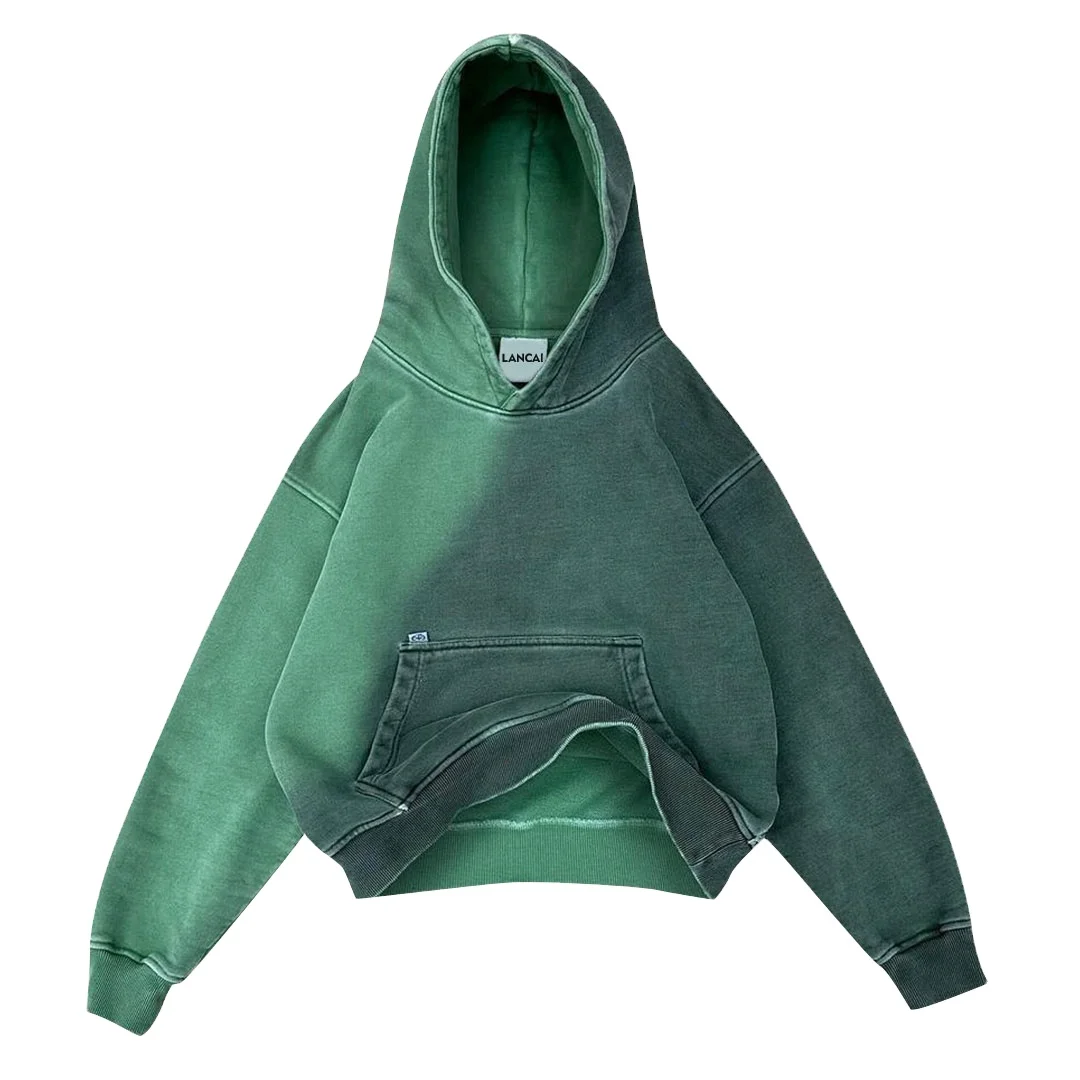Men hoodie kangaroo pocket customized gradient gradient tie dyeing double layer hood clothing wholesale