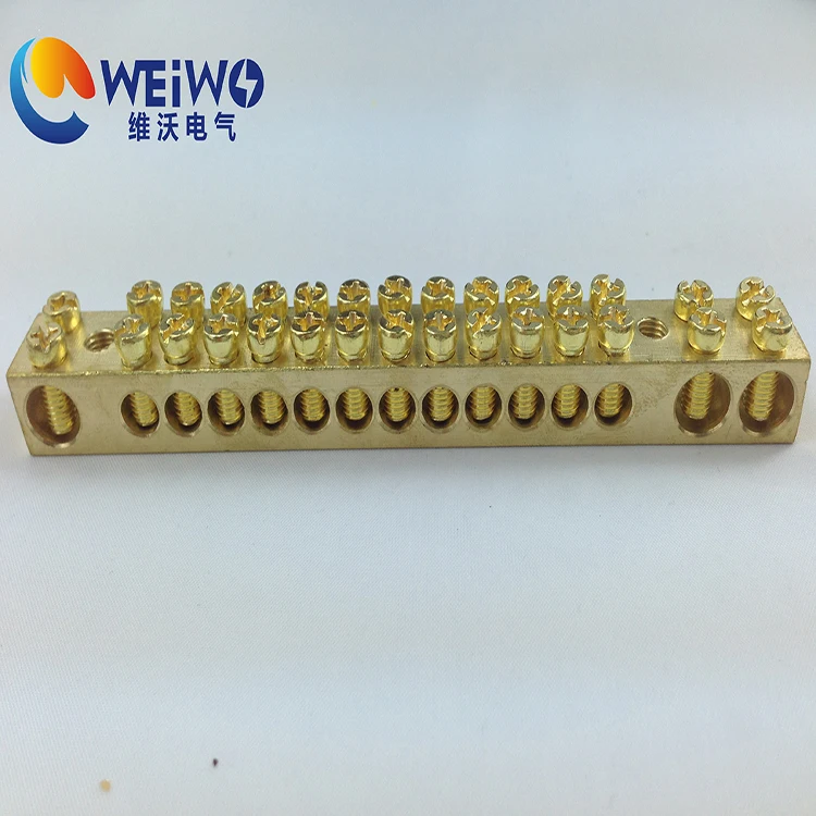 Brass Neutral Link/ Terminal Bars Screw 11 - 20 AWG