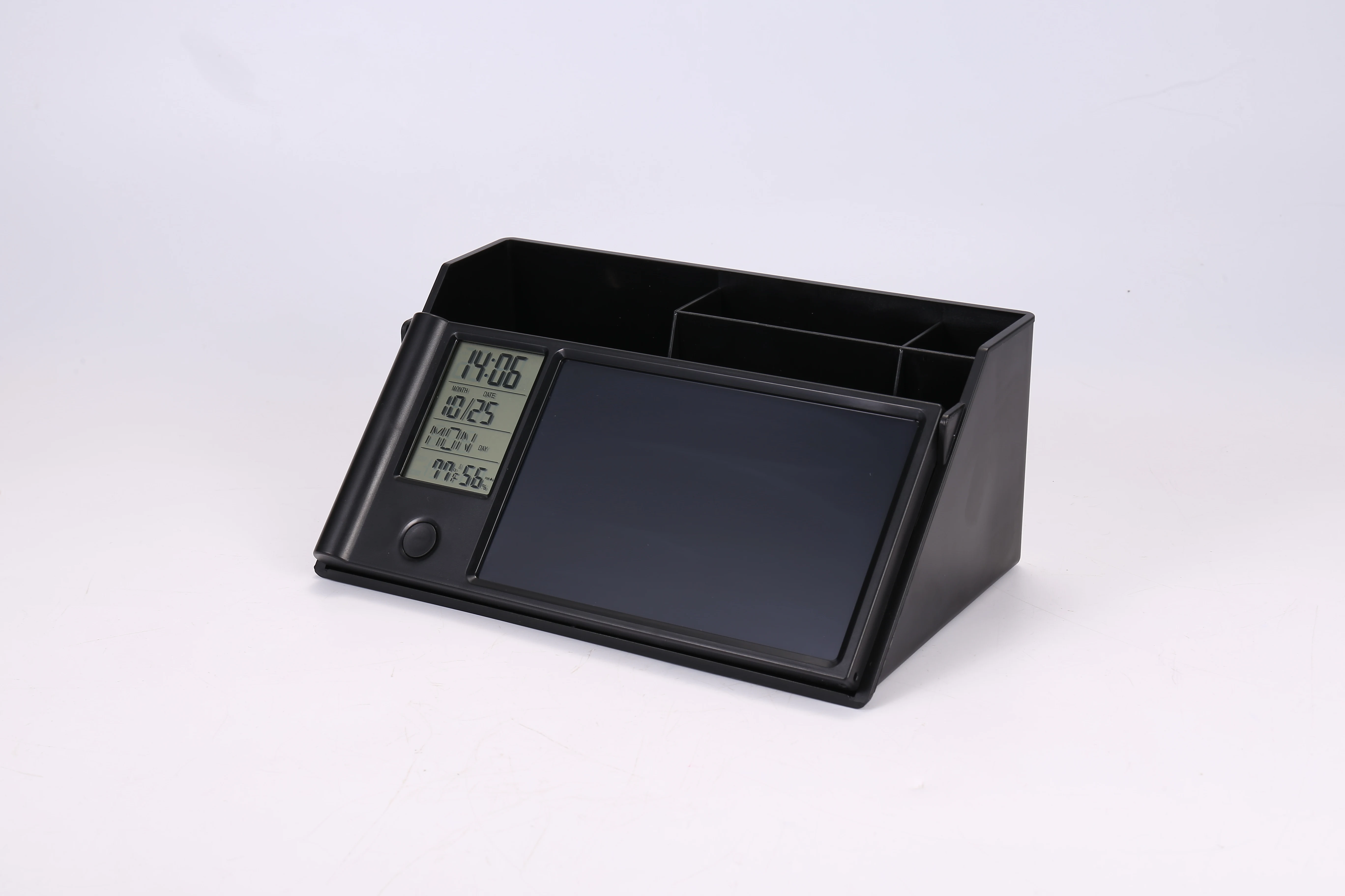 China Manufacture Pen Holder With Lcd Note And Electronic Clock Scheduler Display Message Writing Board