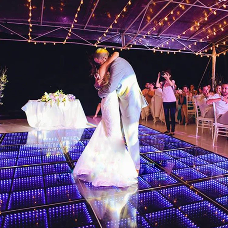 Disco club light up tempered glass deep tunnel 3D led dance floor