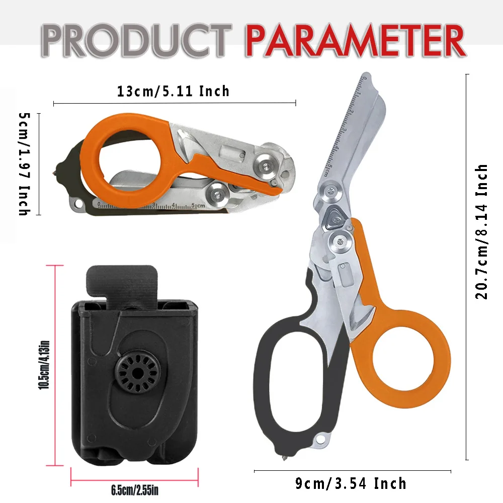 Emergency Response Shears Multifunctional Outdoor Tools With Glass Breaker Strap Cutter Folding Pliers Safety Hammer