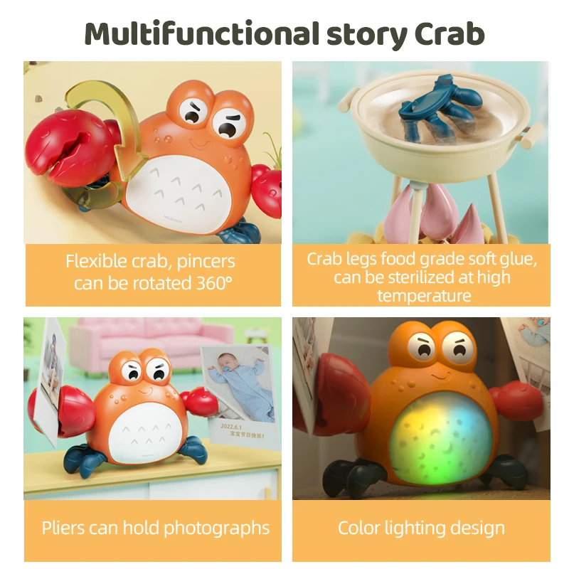 Zhorya Baby early education toy set electric story machine light music crab bottle design mobile phone toy for kids