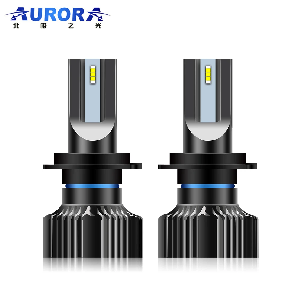Stable Quality Aurora 1+1 Design Led Headlight Factory 6000K 11000LM Fanless Heatsink 9007 9006 H4 H7 Led Lights Bulb for Car