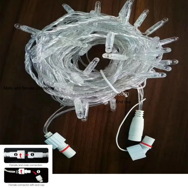 Christmas 10m 100LED glued clear PVC garland light, high waterproof cold resistance street engineering lighting fairy string