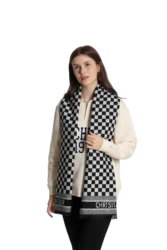 Customized Autumn Winter Checkerboard Scarf Squid Game Women Apparel Warm Windproof Classic Plaid Scarf