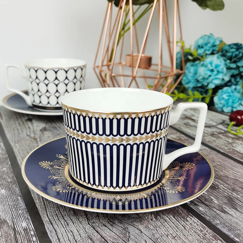JINTCH Wholesale reusable bone china cup and saucer custom gold arabic ceramic coffee cups