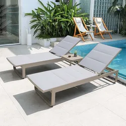 Mesh Fabric Aluminum Frame Beach Sun Bed Chaise Lounge Pool Bed Outdoor Sunbed Sun Lounger