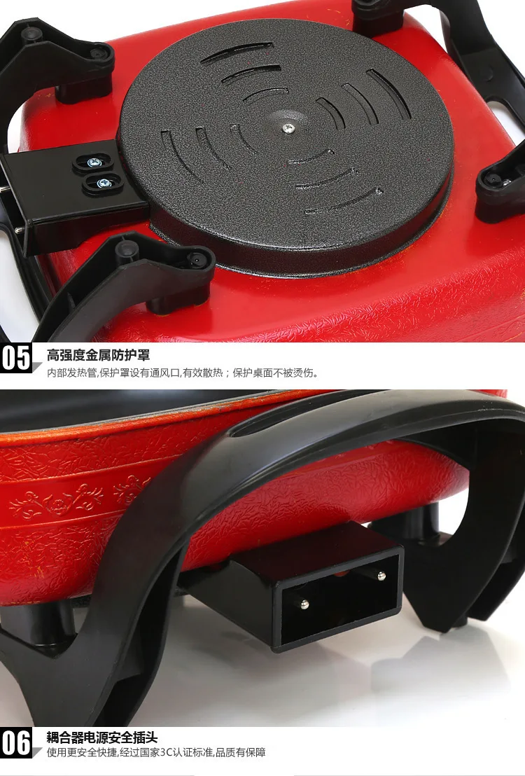Aluminum Square Double handle Nonstick Wok Cookware Electric Hot Pot Frying Pan with Glass Lid