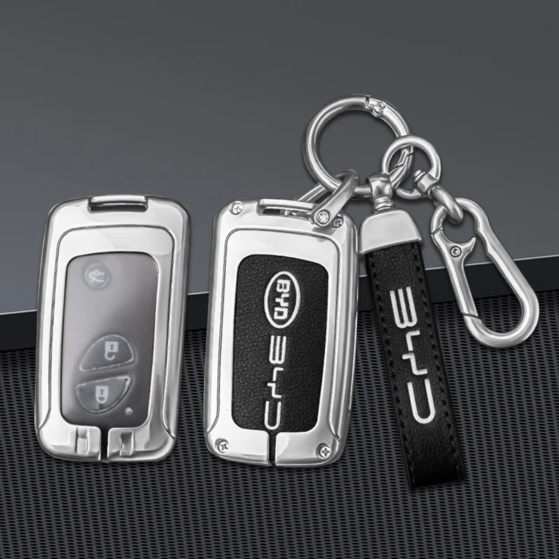Leather Alloy Car Remote Key Case Cover Protect Shell For BYD F3 F0 L3 G3 S6 E6 M6 S7 Keychain Auto Accessories