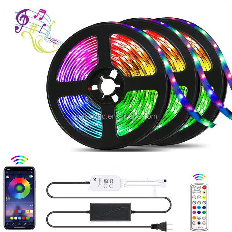 Светодиодные ленты для украшения спальни, 15 м, 50 футов, 5050, 12 В, RGB, гибкие музыкальные светодиодные ленты