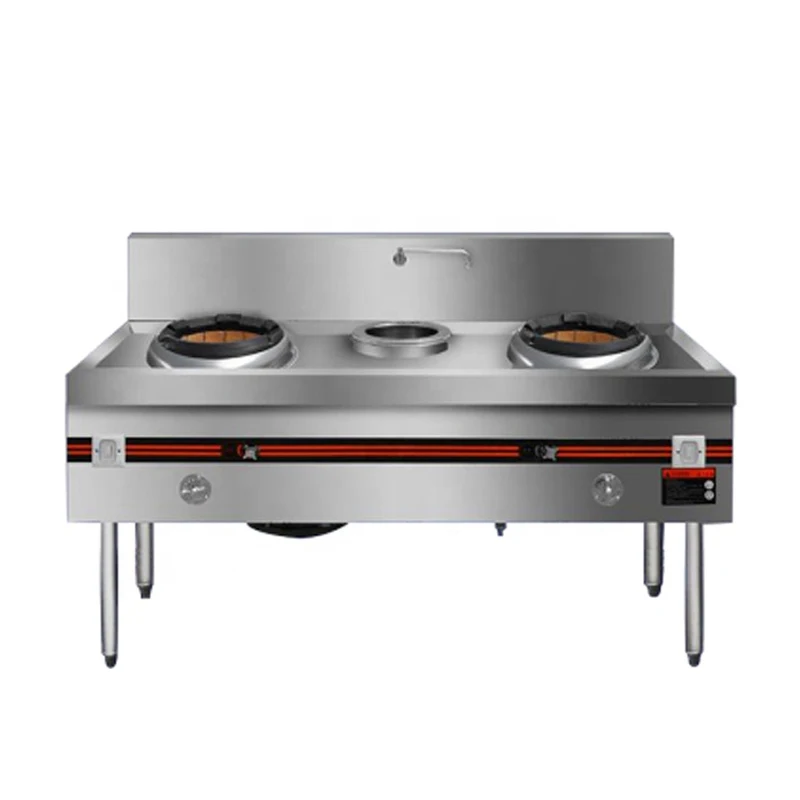 2 Burner Gas Stove Commercial Fast Food Cooking Equipment Stainless Steel Kitchen