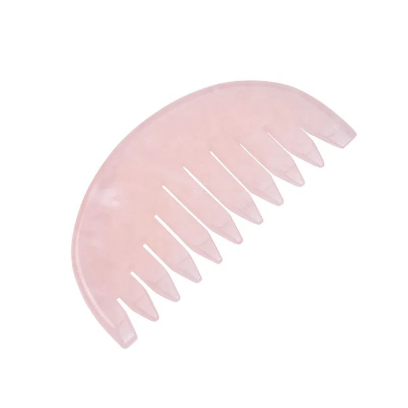 New Arrival Rose Quartz Guasha Scalp Comb for Median Massage Head and Facial Tool Curved Shape Green Aventurine Guasha Comb