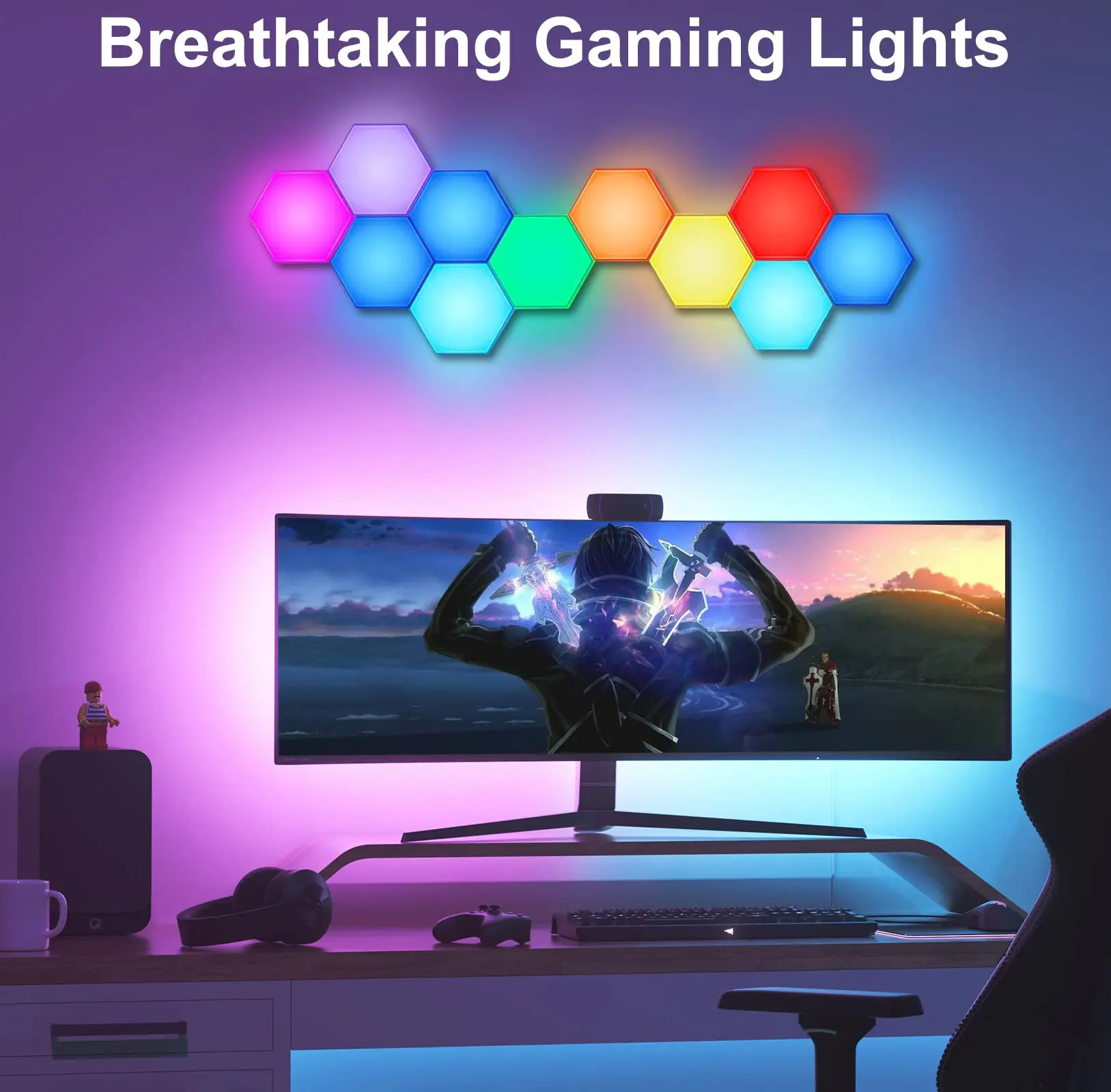 3D RGB Changing Hexlight Modular Touch Panels Wall Lighting Magnetic Honeycomb Quantum Lamp LED Hexagon Decoration Night Light