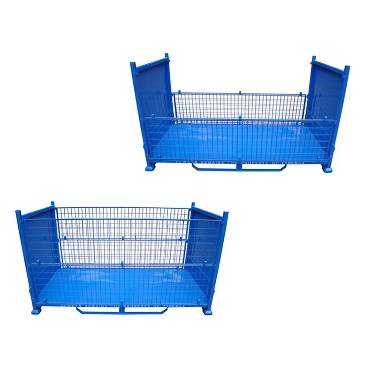 Low Price 4-way Fork Type Double Faced Heavy Duty Stackable Steel Storage Box Scaffolding Stillage Pallet Cage For