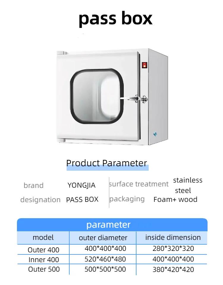 Factory High Quality Clean Room Pass Box External Door Stainless Steel 304 Dynamic Pass Box