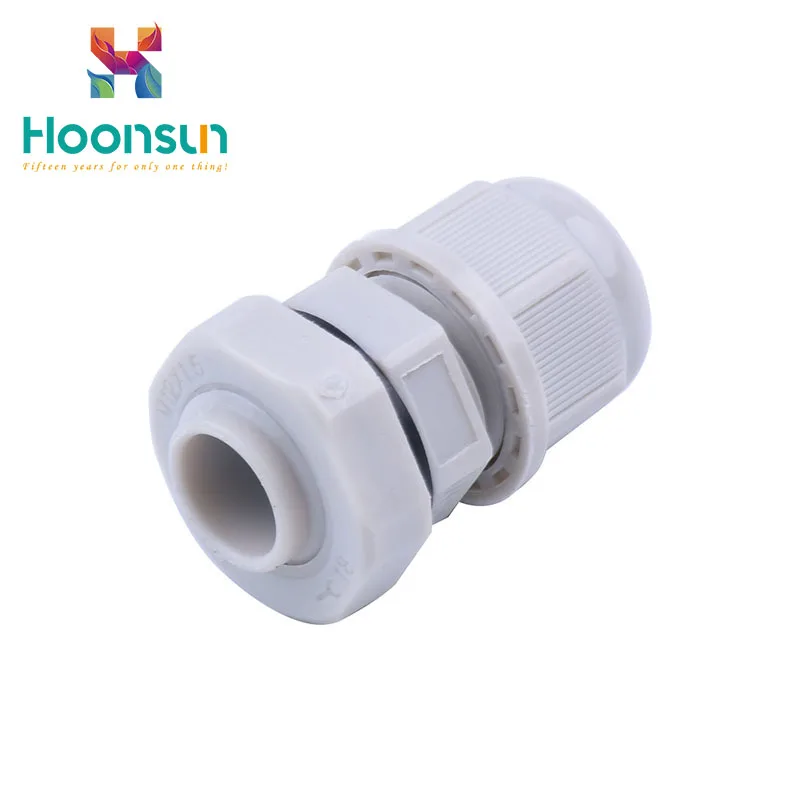 HOONSUN multiple insert waterproof pvc nylon cable gland pg npt pg7/pg9/ pg11 m12 pg 21 white gray flat type plastic glands