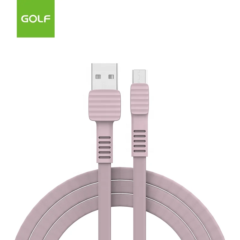 GOLF Universal Wholesale Price 1m Length Micro Charging Cables Braided Flat Material Android Cable Charger 2.4A Quick Charge