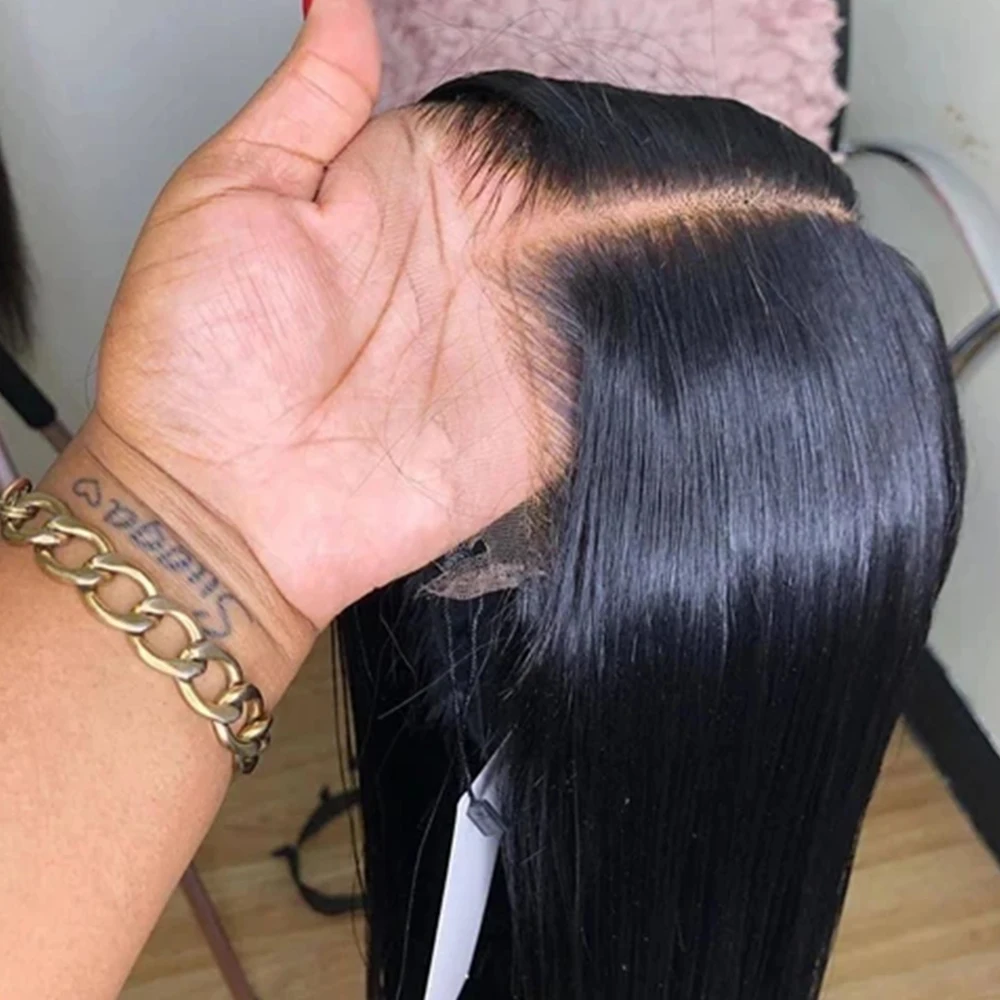Human Hair No Glue Lace Front Gluless And Invisible Lace Wigs,unprocessed 100% Cuticle Aligned Virgin Raw Hair Wig Without Glue