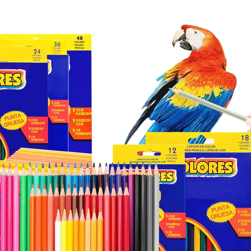 Artist school students supply 12 18 24 36 wood color pencils set stationary kids boxes of colored pencil