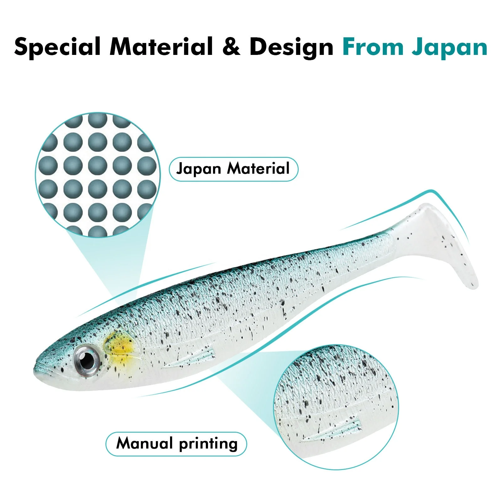 Truscend  New Arrival 6pcs/bag Hot Sale Tpr Material 12cm 10cm 8cm 6cm Soft Bait Worm Soft Plastic Fishing Baits Soft Swim Bait