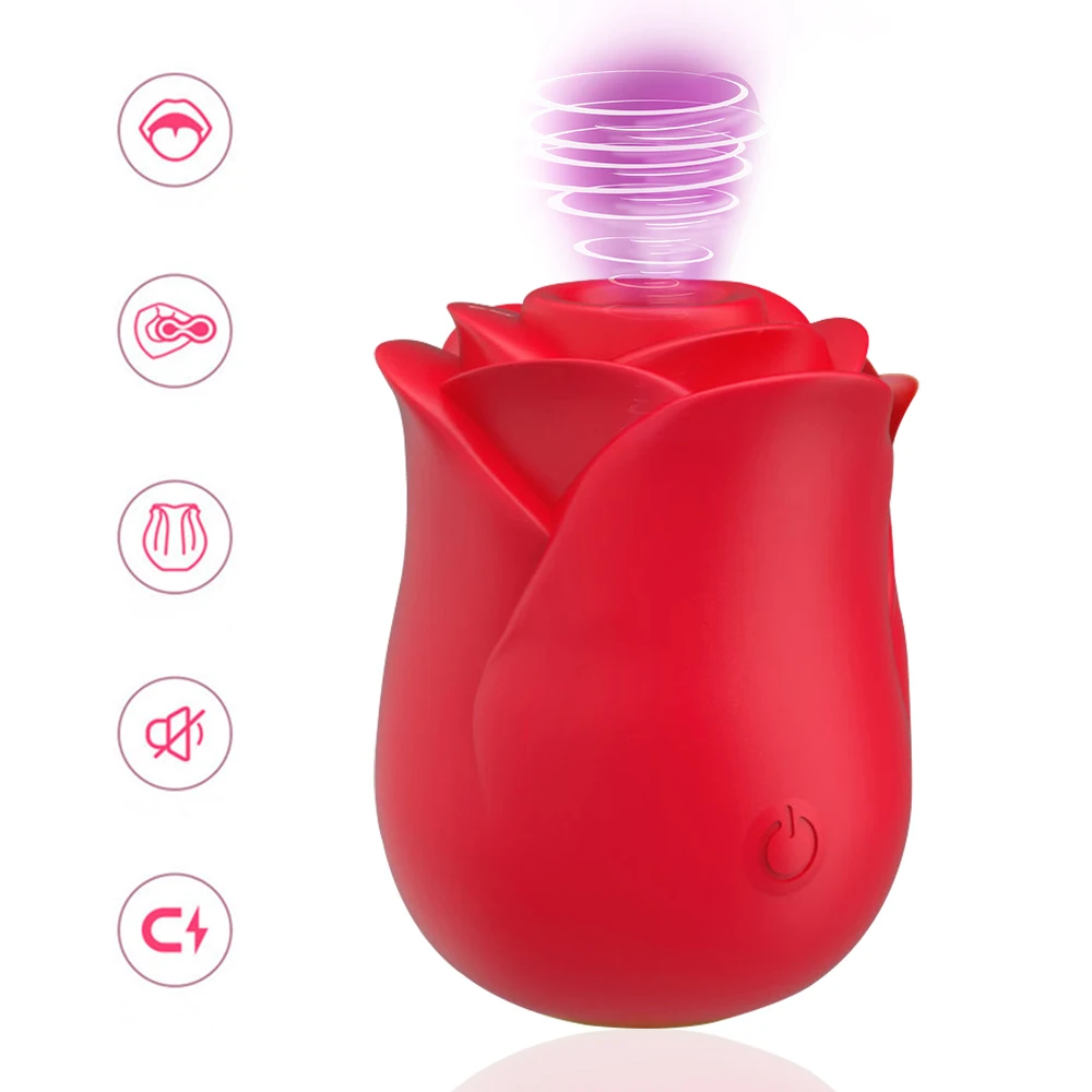 
Aimitoy Wholesale Rose Vibrator Tongue Shape Licking Sex Toys Women Nipple Breast Sucking Clitoris Rose Toy For Women 