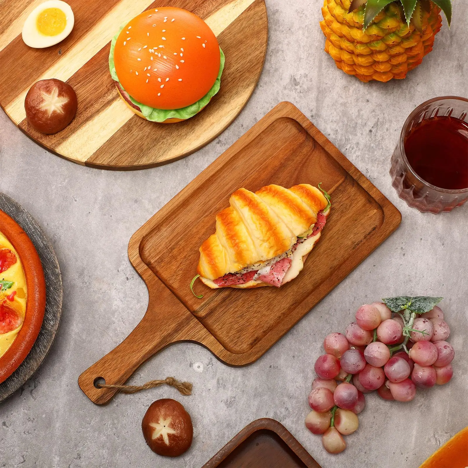 new style handles chopping steak cheese board custom logo wooden food cutting board acacia cutting board