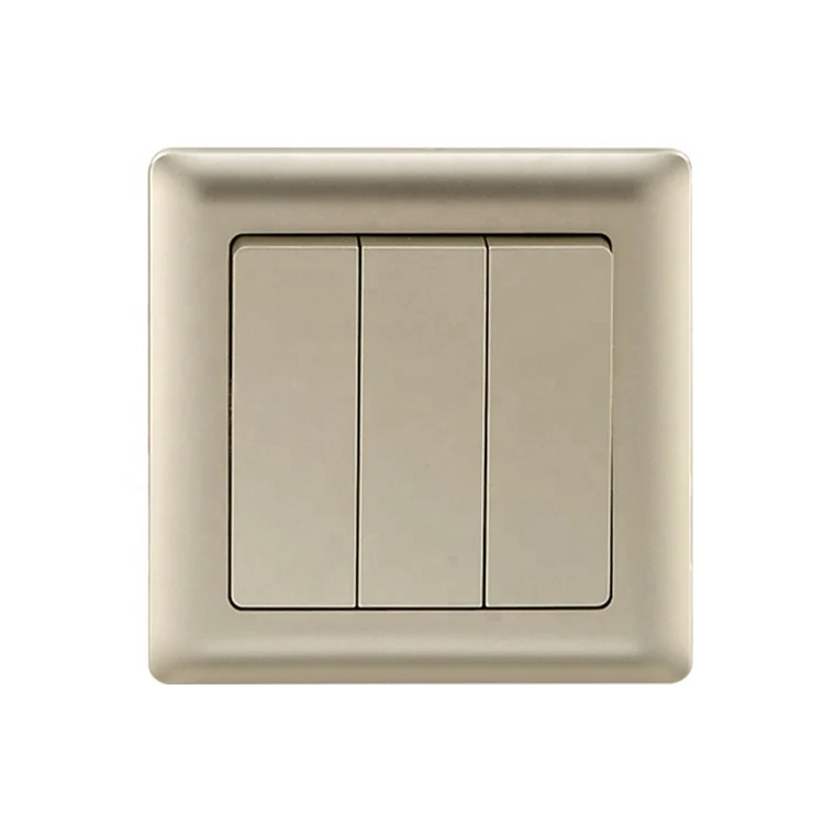 Songri современный дизайн ЕС стандарт 86*86 мм 250 в 10A латунь 3 Gang 2 Way Роскошный домашний Электрический настенный выключатель