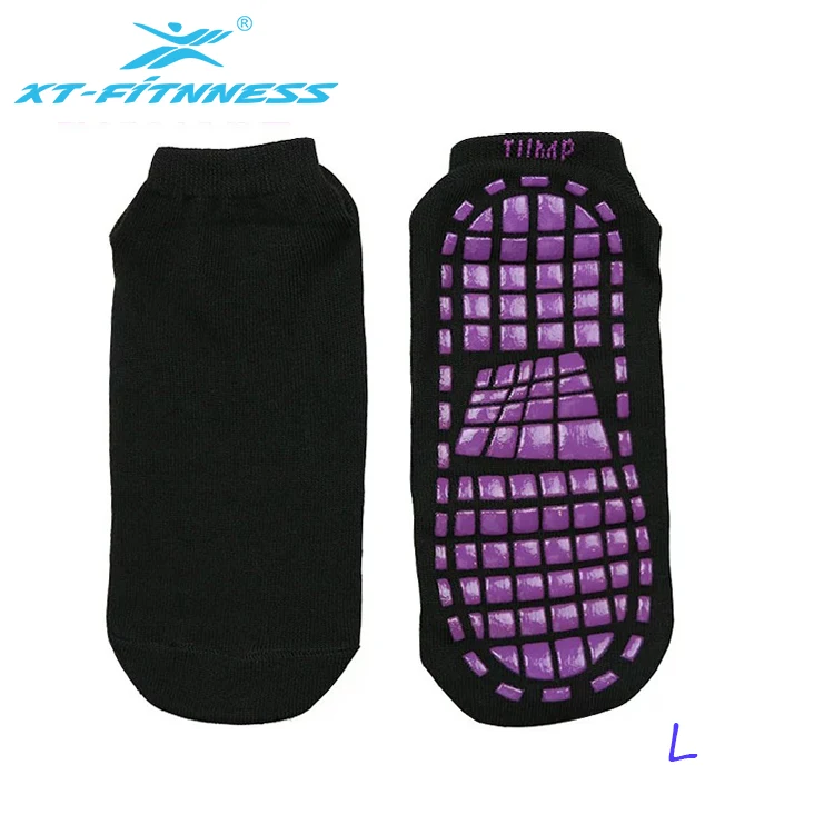 Wholesale custom logo cotton polyester anti ankle slip  grip socks trampoline