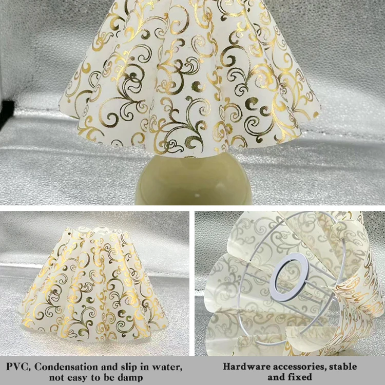 Chinese Table Lamp Shade Modern Small Unique Pleated Lampshade Bedroom Lampshade With Metal Frame