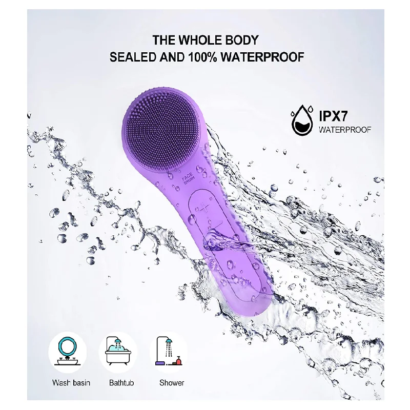 PSB waterproof rechargeable electric silicone sonic vibrating face facial cleansing brush heat with magnet charger