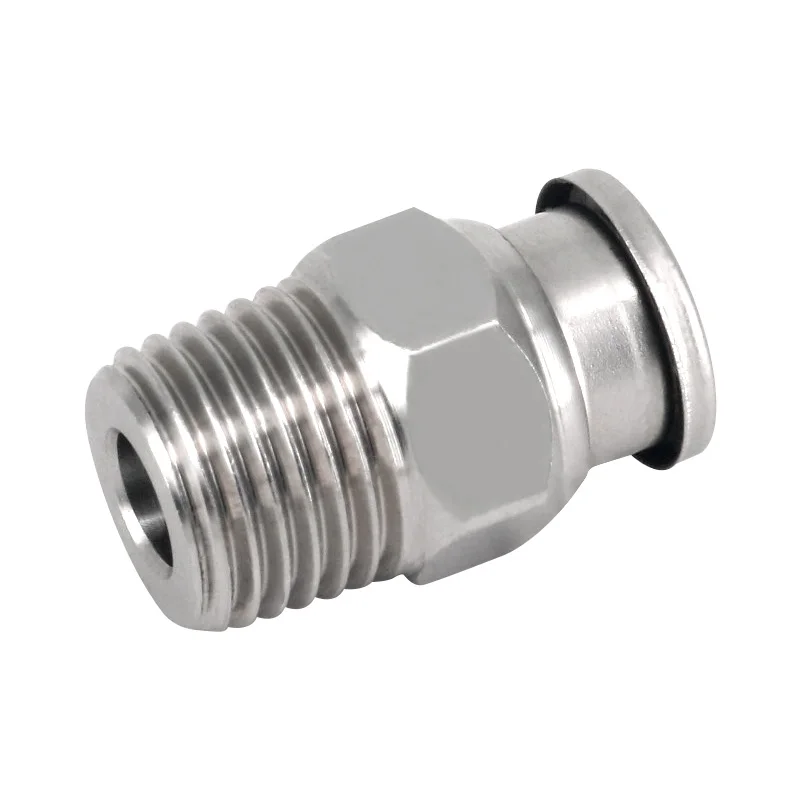 SMC Type Pressure PC stainless steel Connection Tube Metal Fitting Male Pneumatic Metal Pipe Fittings Air Connector