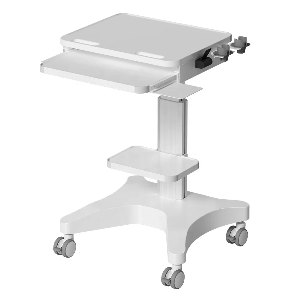 Modern Serving Aluminum Hospital Furniture Medical Cart Computer Laptop Tablet B-ultrasound Cart with High-end Silent Casters