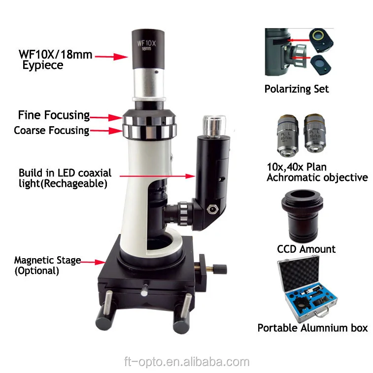 Metallurgy Materials Analysis Integrated Led Light FD34X4 Portable Geological Microscope