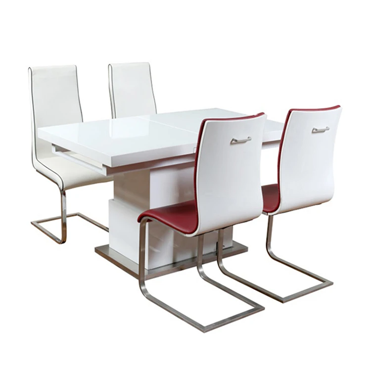 restaurant dinning room tables and chairs sets high gloss 6 seater square white extendable modern luxury wood dining table set