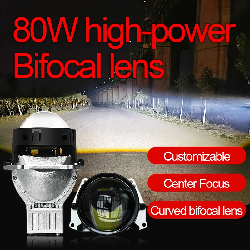 Xenplus 3 Inch Custom 80w High Power Dual Optical Led Lens Headlight HD Blue H4 Projector Light For Car H7 Lenses Headlight Bulb