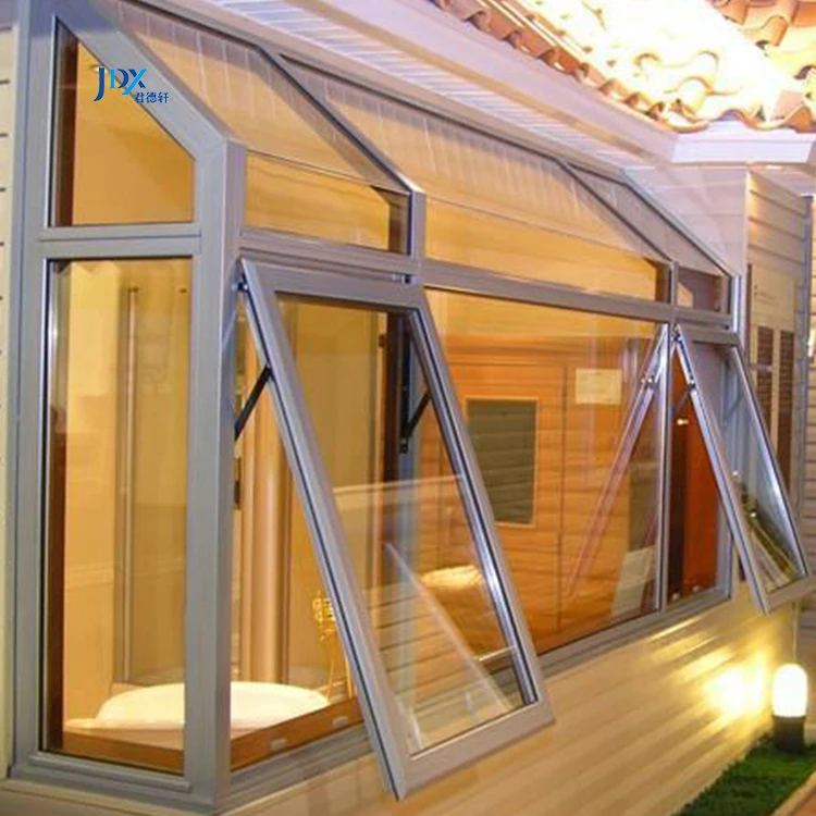 Jundexuan White Inward Opening Awning Window UPVC Frame Awning Windows With Single Tempered Glass For Basement