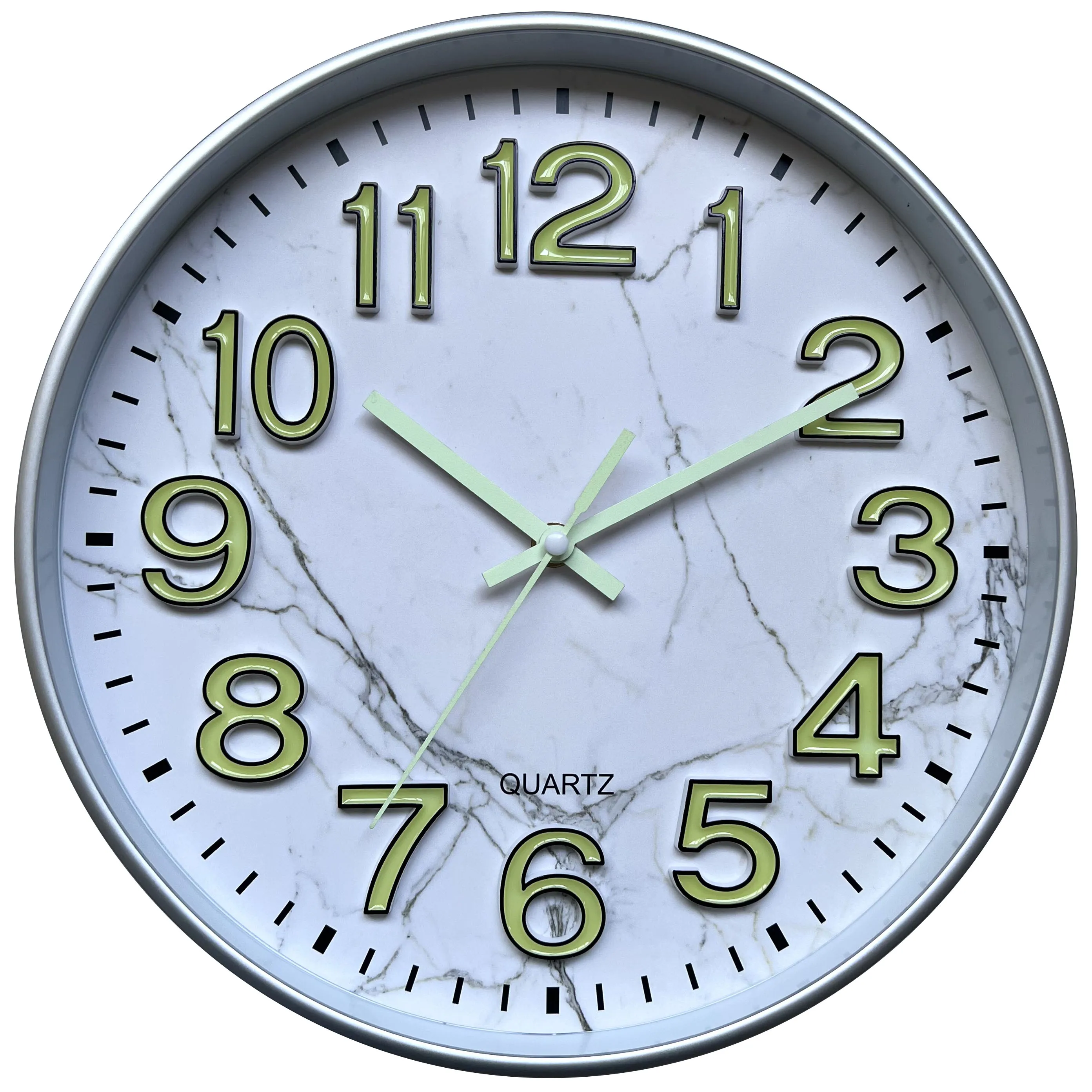 12 inch full luminous pointer 3D luminous digital wall clock creative marble face world time wall clock