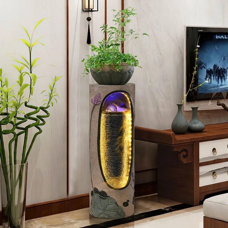 CHENYISHI Home Interior Living Room Flowing Water Ornaments Living Room Fountain Art Modern Front Desk Humidifier Floor Vase