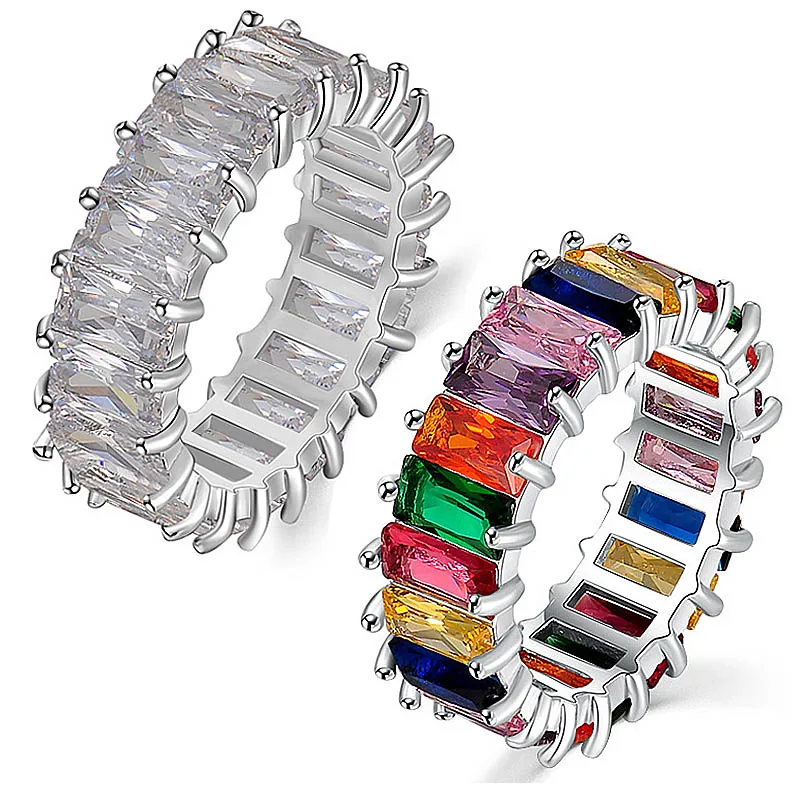 Wholesale  Fashion Punk Silver Colorful Unique Design CZ Wedding Ring Zircon Rings For Women Ring Jewelry