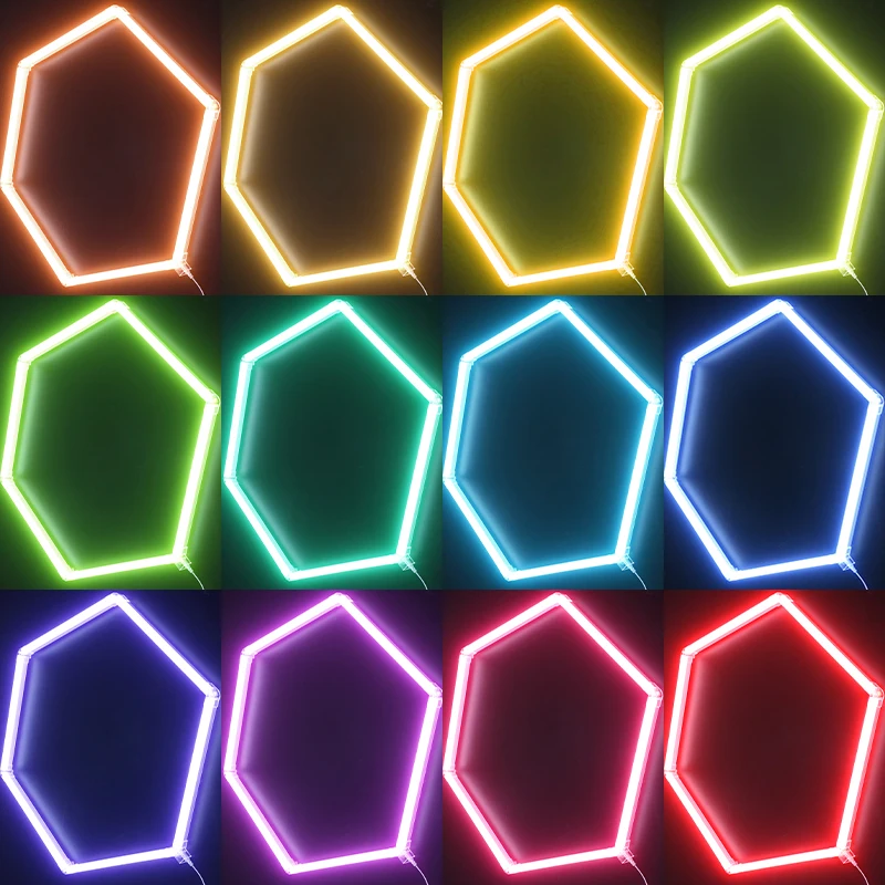 Car garage washing work light rgb honeycomb hexagonal lamp can be customized logo variety style color