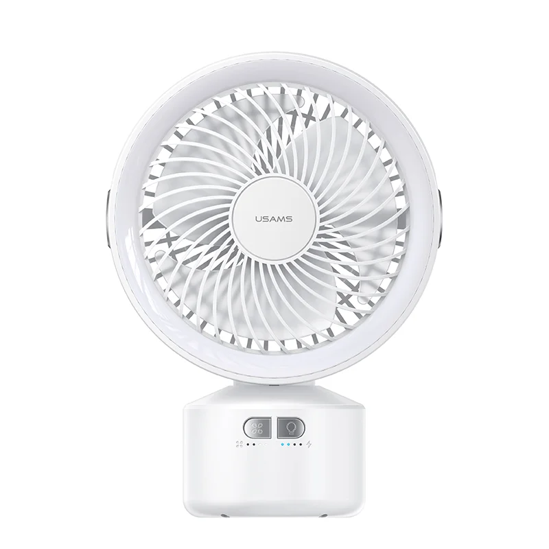 USAMS 2023 Rechargeable 4000mAh Electrical Portable Outdoor Cooling Fan For Summer Fast Speed Auto Fan With Adjustable Light