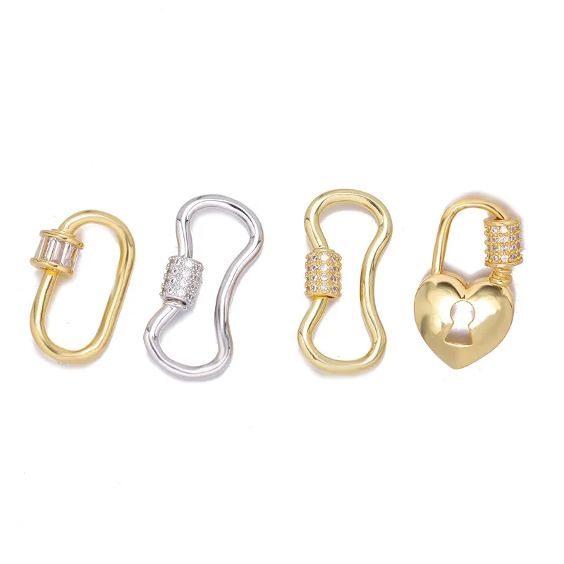 
18 k gold-plated brass jewelry accessory buckle screw lock claps connector 