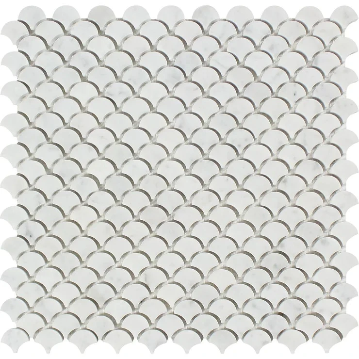 HZX Time Hourglass Waterjet Design Marble White Arabesque Polished Bathroom Wall Mosaic Tiles