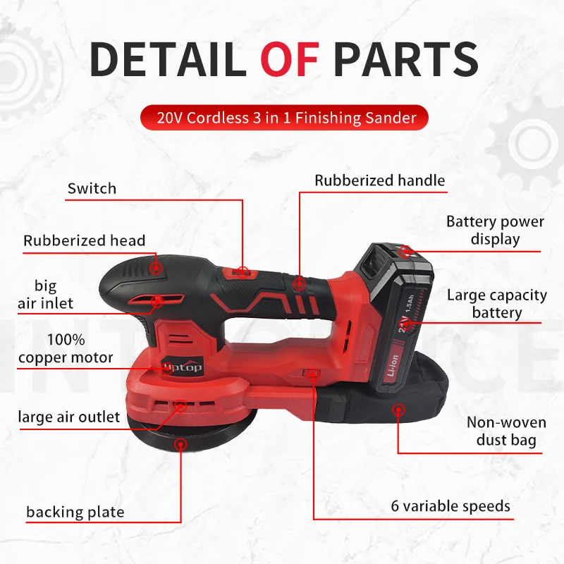 20V  lithium cordless  Palm Sander with battery and charger cordless sander sander machine for wood