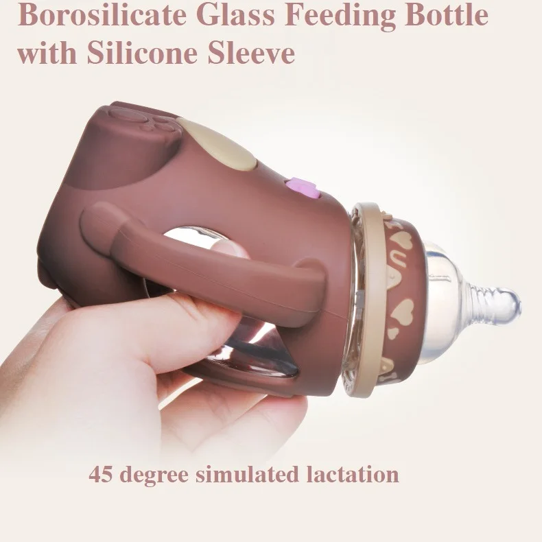 Wholesale Food Grade BPA Free Silicone Glass Feeding Unique Baby Bottle