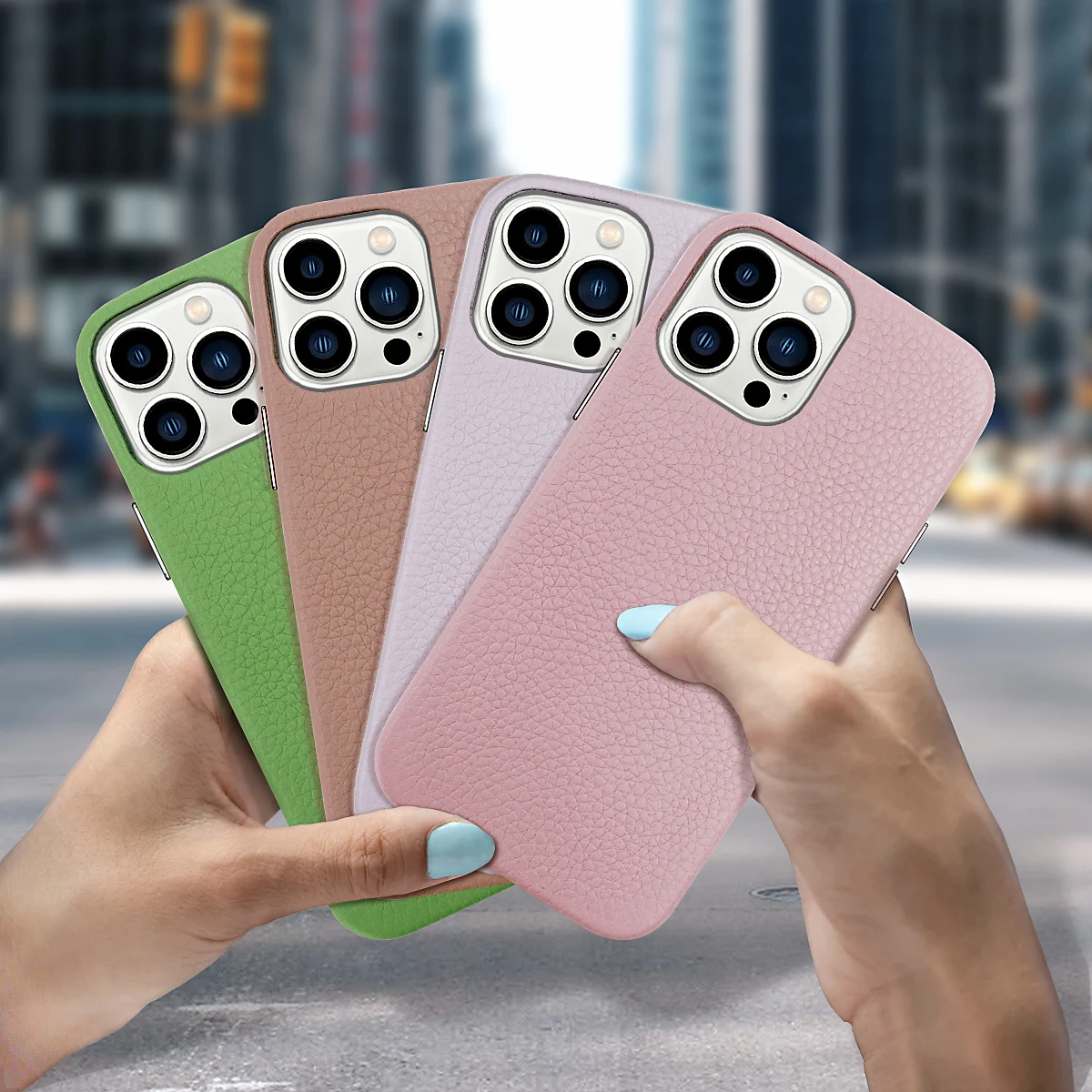 High Quality Leather Fully cover Slim Pebble Grain Mobile Phone Case for iPhone 13