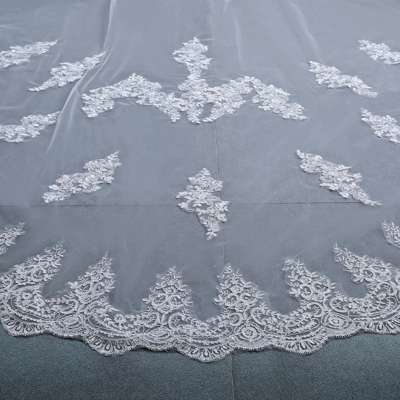 Большой шлейф, изысканная кружевная свадебная фата, свадебная фата DX9058