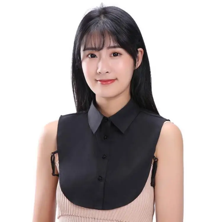 Detachable Collars Women Bow Tie Shirt  With Sequin Motifs At Collar Corners Shirt