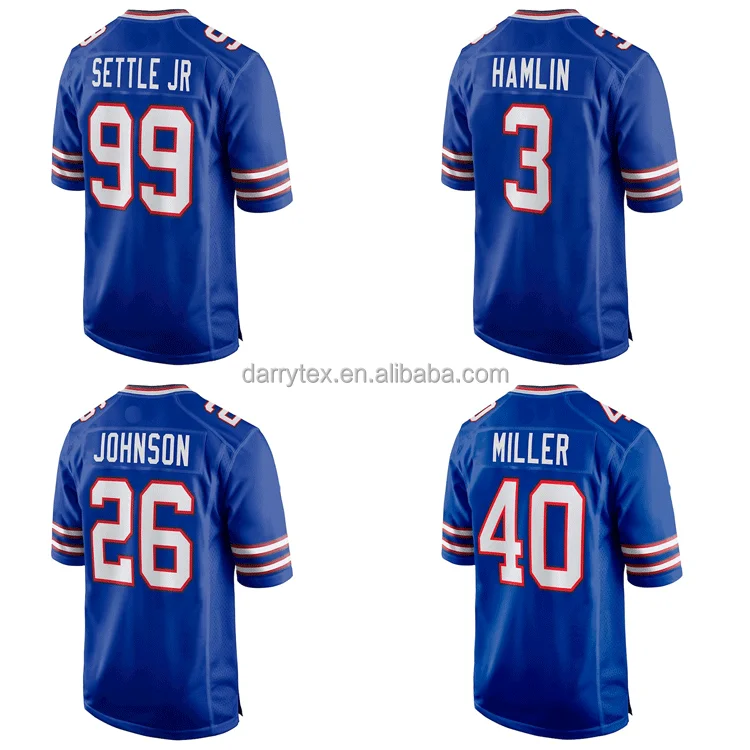 Шитая Американская Футбольная майка мужская Королевская форма США 40 Miller 99 Settle 3 Hamlin 26 Ty Johnson