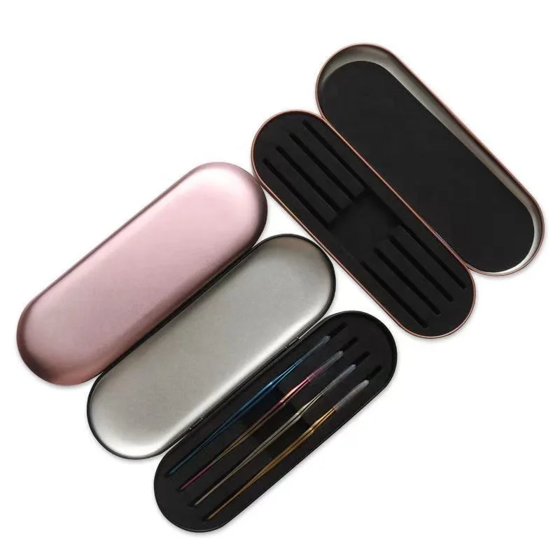 2022 popular Tinplate eyelash extension Tweezers case lash tweezers storage box